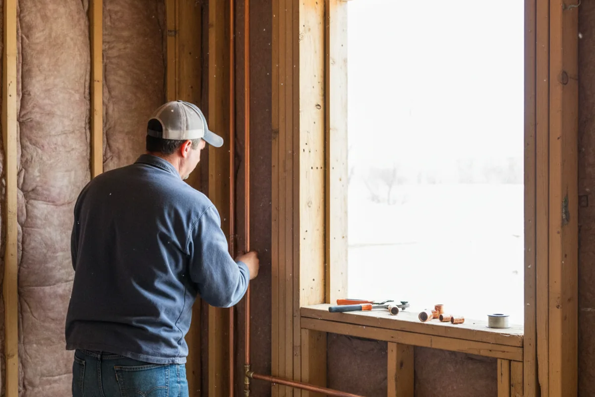 Licensed plumber running new copper supply lines in a Humboldt home